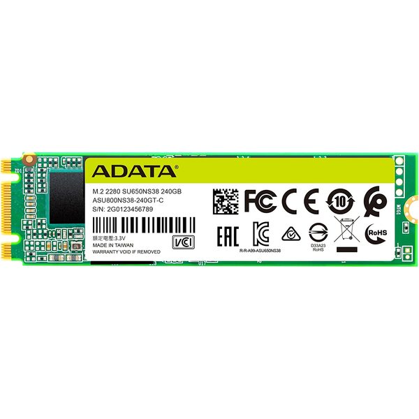 Adata 240GB Ultimate SU650 M.2 SATA SSD, M.2 2280, SATA3, 3D NAND, R/W 550/500 MB/s, 80K/60K IOPS