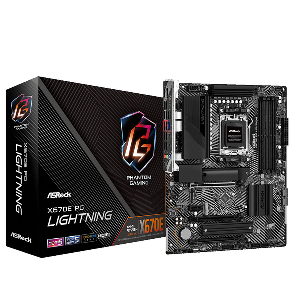 ASROCK X670E PG LIGHTNING, AMD X670, AM5, ATX, 4 DDR5, HDMI, DP, 2.5G LAN, PCIe - CLEARANCE - WARRANTY REPLACED BOARD - AS NEW 12 MONTH WARRANTY