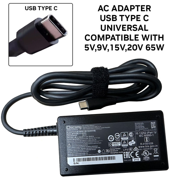 2 Power AC Adapter USB Type C 5V,9V,15V,20V 65W