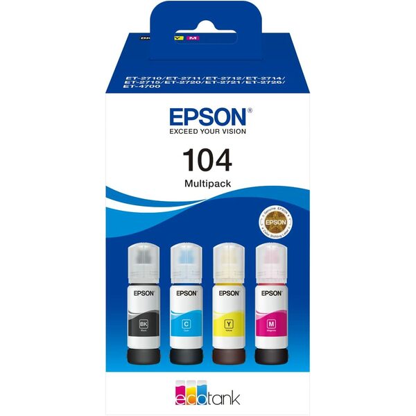 EPSON  104 Original Ink Refil Pack of 4 Multipack