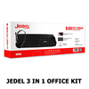 JEDEL 3-IN-1 OFFICE KIT - USB KEYBOARD & MOUSE HEADSET WITH MIC RETAIL BOXED Image