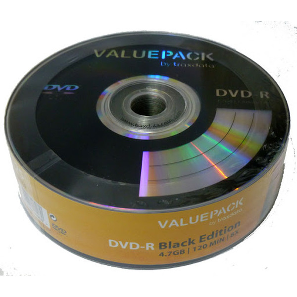 Traxdata Valuepack DVD-R Black Edtition 8x By Traxdata (25 pack)