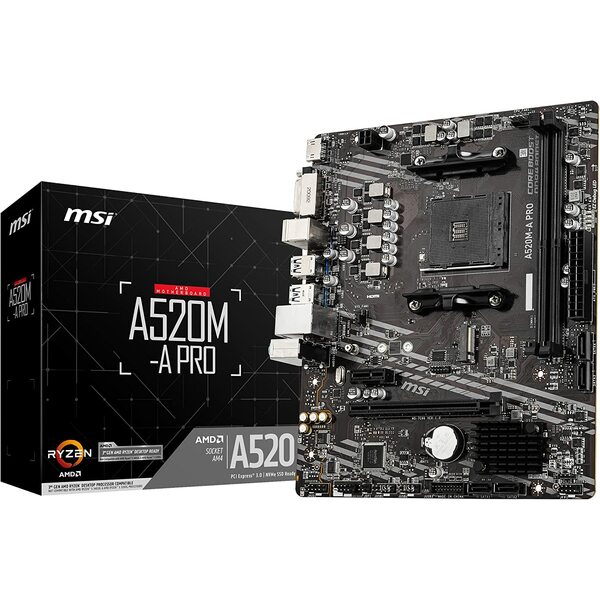 MSI AMD A520M A PRO (Socket AM4) RYZEN DDR4 Micro ATX Motherboard