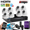 Anspo 8 Channel CCTV System with 8 Cameras and 3TB WD PURPLE HDD - FULL KIT WITH ALL ACCESSORIES AND CABLES Image