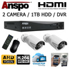 Anspo 4 Channel DVR/NVR CCTV - 1000GB HDD PSU - (Includes 2x White Bullet cameras) - CCTV Kit Image