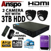 Anspo 4 Channel DVR/NVR CCTV - 3TB HDD PSU and 2 Dome cameras Kit - Special Offer Image