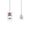 NEDIS BT Telecom RJ11 Extension Cable RJ11 Male, RJ11 Female, 10.0 m Flat, Gold Plated, White Image