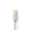 NEDIS USB 2.0, USB-C™ Male, USB-C™ Male, 10 W,| 480 Mbps, Gold Plated, 3.00 m, Round  Braided  Nylon Aluminium Cover, Window Box Image