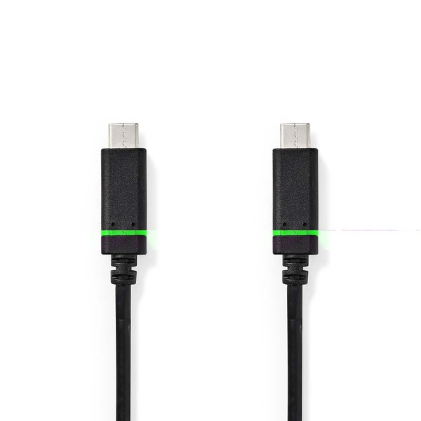 NEDIS USB 3.2 Gen 1, USB Type C™ Male, USB-C™ Male, 60 W, 4K@60Hz, 5 Gbps, Nickel Plated, 1.00 m,  Round PVC, Black