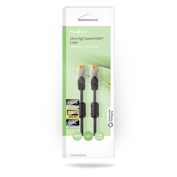 NEDIS HDMI™ Cable 8K@60Hz, Gold Plated, 1.00 m, PVC, Anthracite, Retail