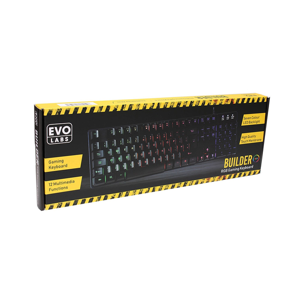 Evo Labs Builder RGB 7 Colour Multi Mode LED USB Gaming Keyboard