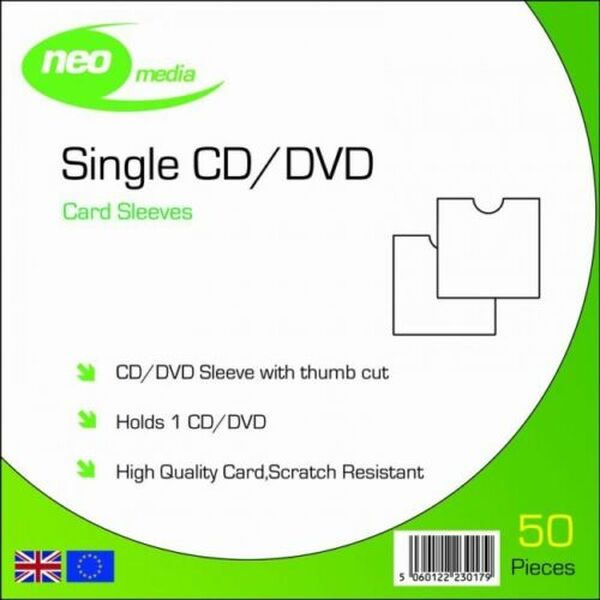 Neo Media 50 NEO MEDIA WHITE CD DVD MAILERS CARD SLEEVES ENVELOPES WITH THUMB CUT
