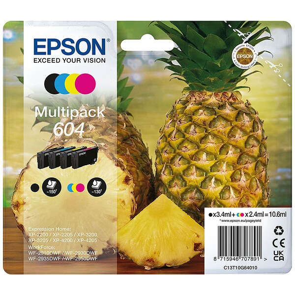 EPSON 604 Inkjet Cartridges Multipack CMYK - Retail Boxed - 150 PageYeild (Average 5 Percent Coverage)