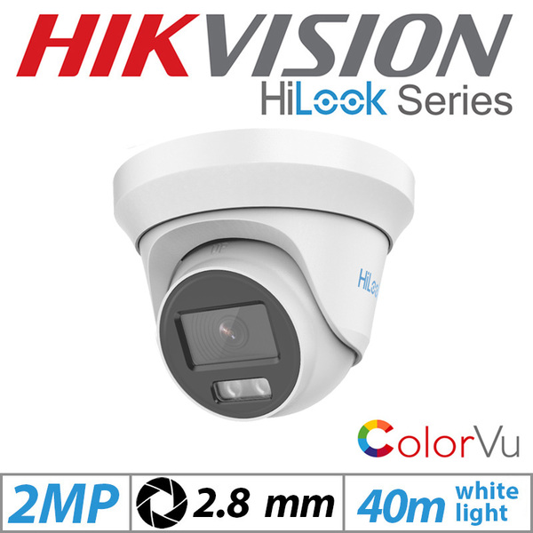 HiLook By Hikvision 2MP HIKVISION HILOOK DOME OUTDOOR COLORVU CCTV CAMERA 2.8MM WHITE - BNC 1080P