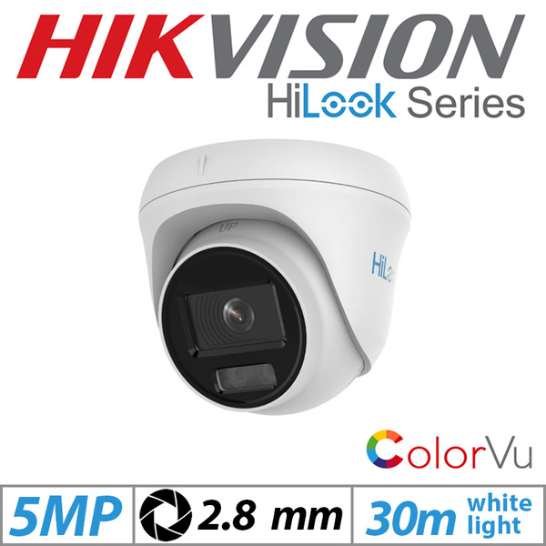 HiLook By Hikvision 5MP HIKVISION HILOOK DOME IP POE COLORVU OUTDOOR CCTV CAMERA 2.8MM WHITE