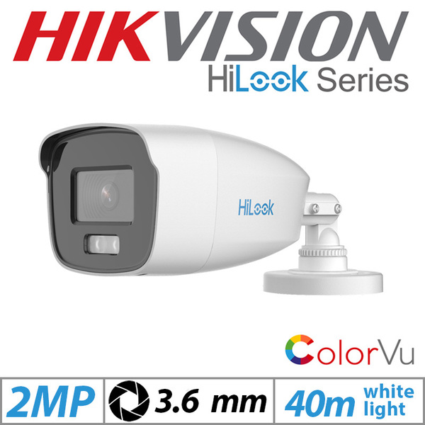 HiLook By Hikvision 2MP HIKVISION HILOOK BULLET INDOOR /  OUTDOOR COLORVU CCTV CAMERA 3.6MM WHITE