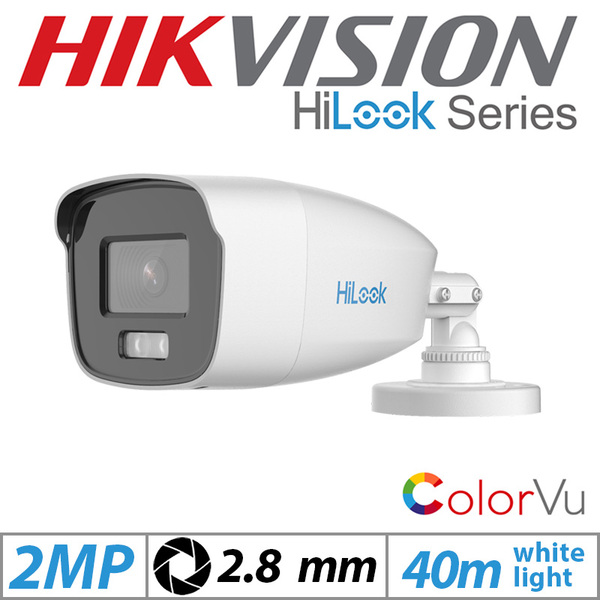 HiLook By Hikvision 2MP HIKVISION HILOOK BULLET INDOOR / OUTDOOR COLORVU CCTV CAMERA 2.8MM WHITE