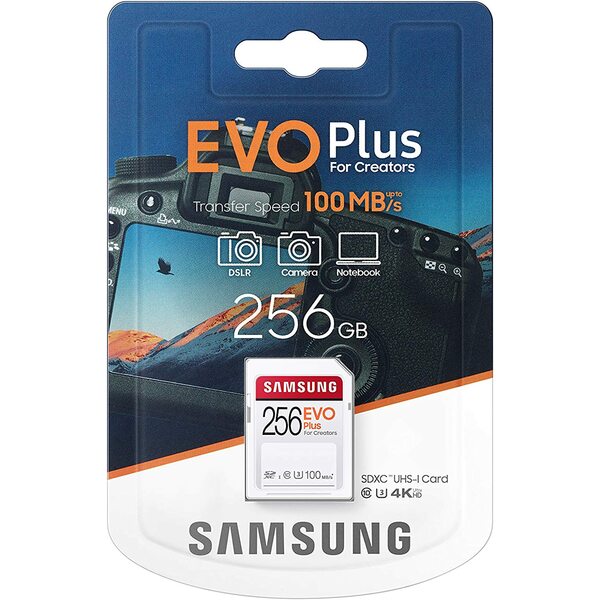 Samsung EVO Plus 256GB SDXC UHS-I U3 100MB/s Full HD & 4K UHD Memory Card