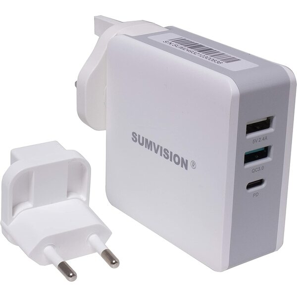 Sumvision 65W PD USB TYPE C Charger Plug Quick Charge Multi Port Travel Adapter Fast Wall Charger  (UK DESIGN UK TECH SUPPORT)