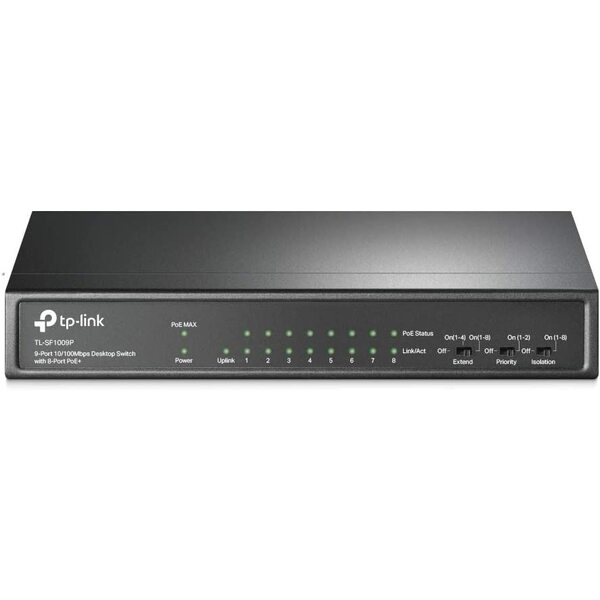 TP-LINK 10/100Mbps POE Desktop Switch, 9 port with 8-Port PoE, Steel Case