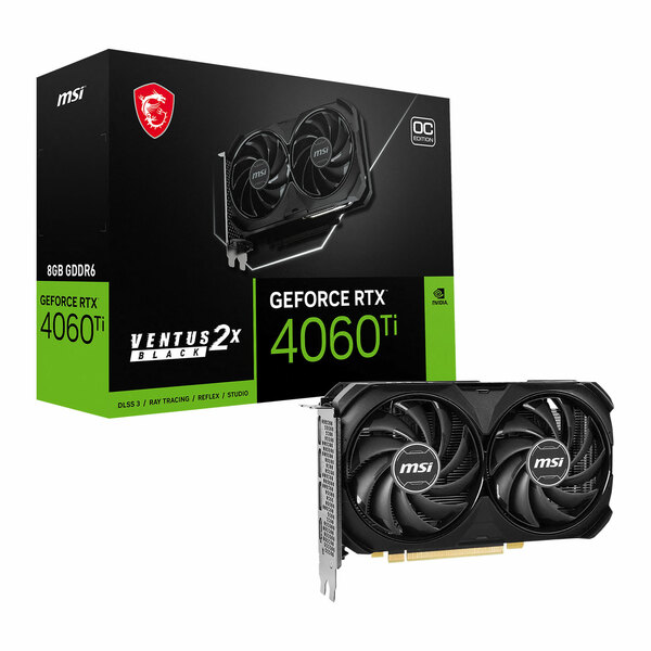 MSI NVIDIA GeForce RTX 4060 Ti 8GB VENTUS 2X BLACK OC Ada Lovelace Graphics Card