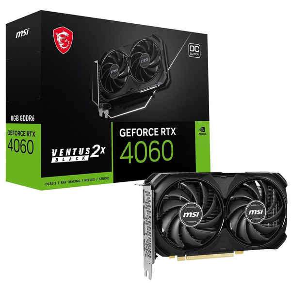 MSI GeForce RTX 4060 VENTUS 2X BLACK 8GB OC Graphics Card