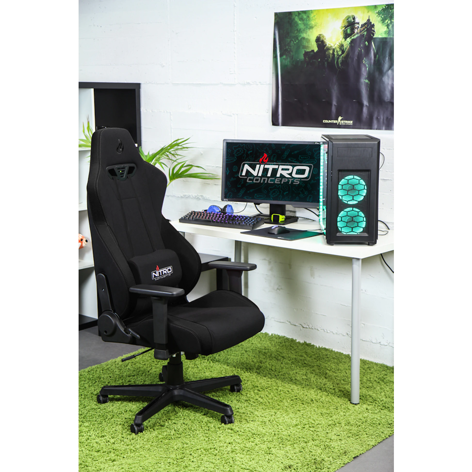 Nitro Concepts S300 Gaming Chair Stealth Black Fabric Falcon