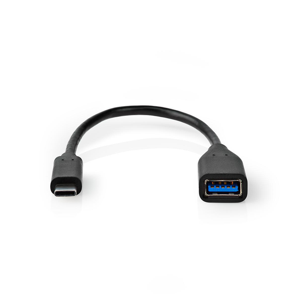 NEDIS USB Adapter USB 3.2 Gen 1 - USB-C™ Male - USB-A Female - 5 Gbps - OTG - 0.20 m - Round - Nickel Plated - PVC - Black