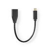 NEDIS USB Adapter USB 3.2 Gen 1 - USB-C™ Male - USB-A Female - 5 Gbps - OTG - 0.20 m - Round - Nickel Plated - PVC - Black Image