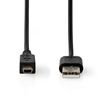NEDIS USB 2.0 USB-A Male to USB Mini-B 5 pin Male, 5.5W, 480 Mbps, 2meters, Black Image