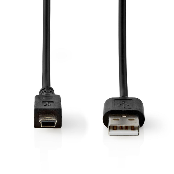 NEDIS USB 2.0 USB-A Male to USB Mini-B 5 pin Male, 5.5W, 480 Mbps, 2meters, Black