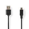 NEDIS USB 2.0 USB-A Male to USB Mini-B 5 pin Male, 5.5W, 480 Mbps, 2meters, Black Image