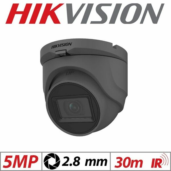Hikvision 5MP HIKVISION 4IN1 FIXED TURRET DOME CAMERA 2.8MM GREY - BNC
