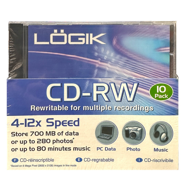 Logik 4-12x Speed 10 Pack CD-RW (Re-writable)