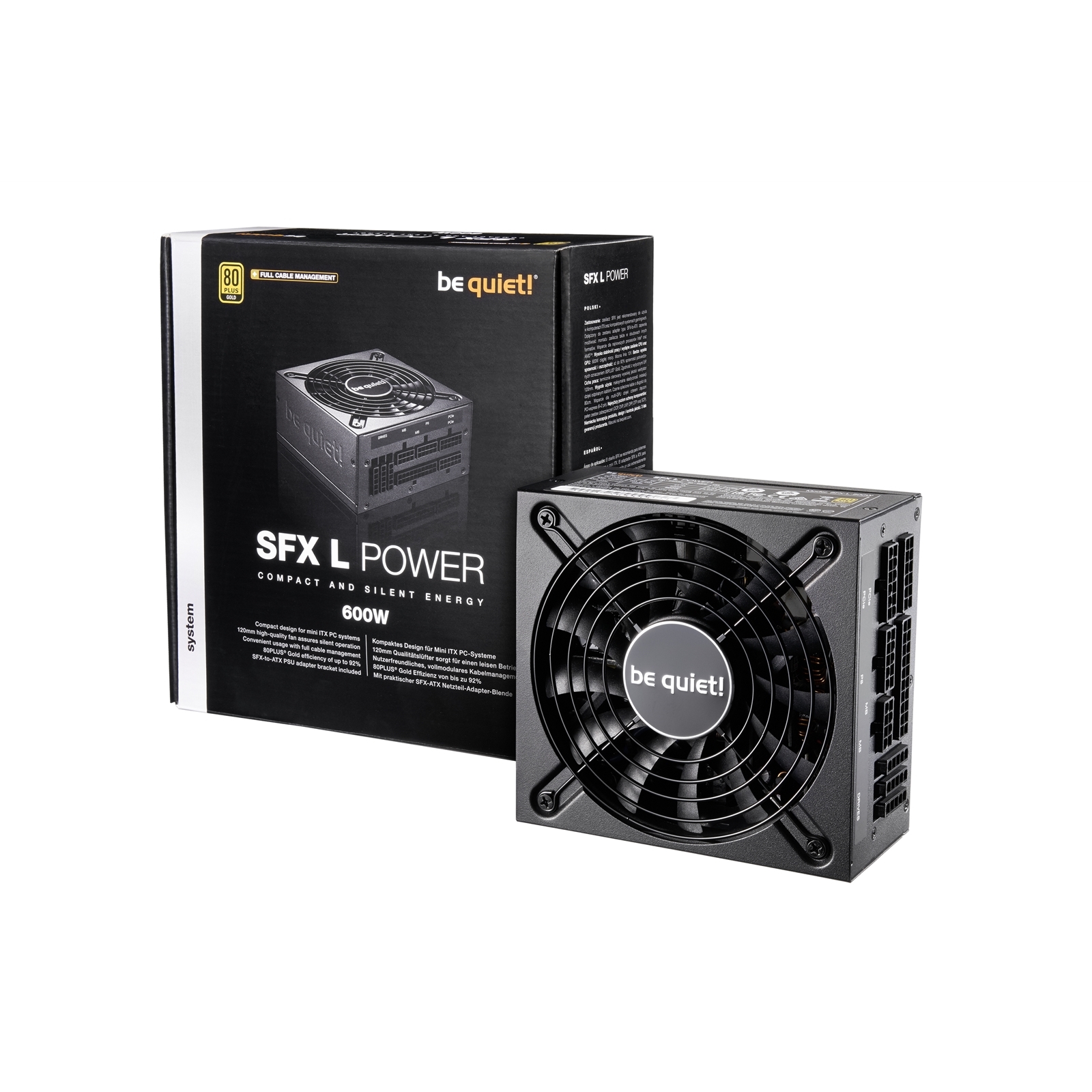 Be Quiet SFX L Power 600W PSU, 80 PLUS Gold, SFX-to-ATX Adapter ...
