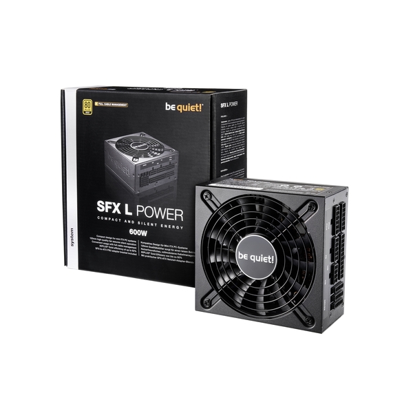 Be Quiet  SFX L Power 600W PSU, 80 PLUS Gold, SFX-to-ATX Adapter, Temperature Controlled 120mm Fan, 3 Year Warranty